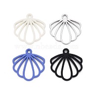 Rack Plating Spray Painted Alloy Pendants, Cadmium Free & Lead Free, Shell, Mixed Color, 21x20.5x1.5mm, Hole: 1.8mm(PALLOY-S132-276-NR)