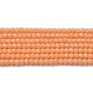 Synthetic Luminous Stone Beads Strands, Faceted, Barrel, Glow in the Dark, Orange, 4x3.5mm, Hole: 0.7mm, about 102pcs/strand, 14.37 inch(36.5cm)(G-C086-01B-11)