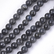 Natural Black Labradorite Beads Strands, Grade A, Round, 6mm, Hole: 0.8mm, about 62~65pcs/strand, 15.3 inch(X-G-S333-6mm-021A)