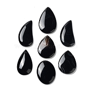 Dyed & Heated Natural Agate Pendants, Teardrop Charms, Mixed Shapes, Black, 40~49x24~29x5~6mm, Hole: 1.6~1.8mm(G-G065-03K)