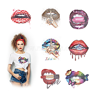7Pcs 7 Style Lip with Peace Sign/Leopard Print/Butterfly Iron on Decals, Heat Transfer Film, for Garment Bag, Mixed Color, 170~238x176~222x0.3mm, 1pc/style(DIY-HY0001-51)