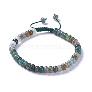 Adjustable Nylon Cord Braided Bead Bracelets, with Natural Moss Agate Beads, 2-1/4 inch~2-7/8 inch(5.8~7.2cm)(BJEW-F369-B12)
