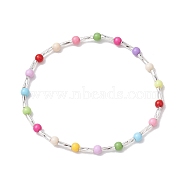 4mm Round Glass Seed Beaded Stretch Bracelets for Women, Colorful, Inner Diameter: 2-1/4 inch(5.7cm), Bead: 4mm(BJEW-JB10350)