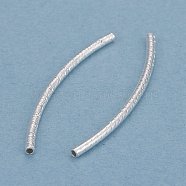 Brass Tube Beads, Long-Lasting Plated, Curved Beads, Tube, 925 Sterling Silver Plated, 29.5x1.5mm, Hole: 0.9mm(KK-Y003-80A-S)