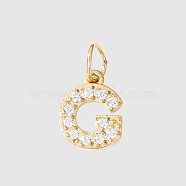 Stainless Steel Cubic Zirconia Pendants with Jump Rings, Real 14K Gold Plated, Long-Lasting Plated, Letter G, 8mm(FIND-PW0024-08G)