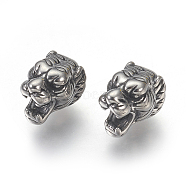 316 Surgical Stainless Steel Beads, Tiger, Antique Silver, 11x8x9.5mm, Hole: 2.5mm(STAS-F195-082AS)