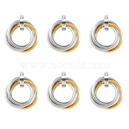 201 Stainless Steel Interlocking Ring Pendants, with Crystal Rhinestone, Golden & Stainless Steel Color, 27mm, 6pcs/box(STAS-SZ0002-61B)
