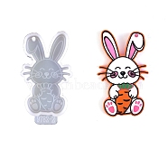 Easter Rabbit Silicone Keychain Pendant Molds, Resin Casting Molds, for UV Resin, Epoxy Resin Craft Making, Carrot, 82x45x6mm, Hole: 3mm(SIL-Z018-06B)