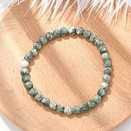 Natural Green Spot Jasper Bead Stretch Bracelets, Round, 2 inch~2-3/8 inch(5~6cm), Bead: 5.8~6.8mm(X-BJEW-K212-A-017)