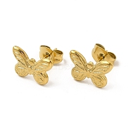 Ion Plating(IP) 304 Stainless Steel Butterfly Stud Earrings for Women, Real 18K Gold Plated, 8.5x11.5mm, Pin: 0.8mm(EJEW-I281-15G)