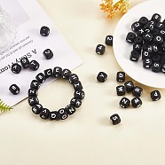 108 Pcs White Cube Silicone Beads Letter Number Square Dice Alphabet Beads with 2mm Hole Spacer Loose Letter Beads for Bracelet Necklace Jewelry Making, Black, 12mm, Hole: 2mm(JX438B)