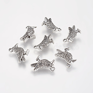 Tibetan Style Alloy Bird Pendants, Cadmium Free & Lead Free, Antique Silver, 18x19x5.5mm, Hole: 2mm(TIBEP-1425-AS-LF)