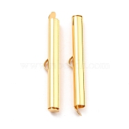 304 Stainless Steel Slide On End Clasp Tubes, Slider End Caps, Real 18K Gold Plated, 35x6x4mm, Hole: 3.5mm, Inner Diameter: 3mm(X-STAS-C044-08E-G)