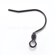 Stainless Steel Earring Hooks, with Horizontal Loop, Electrophoresis Black, 18x18mm, Hole: 2mm, 22 Gauge, Pin: 0.6mm(STAS-L211-12-B)