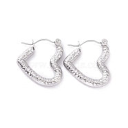 304 Stainless Steel Heart Hoop Earrings for Women, Stainless Steel Color, 20x18.5x3mm, Pin: 0.8mm(EJEW-G293-25P)