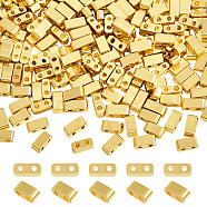 240Pcs Electroplated Glass Seed Beads, 2-Hole, Rectangle, Golden Plated, 4.5~5.5x2x2~2.5mm, Hole: 0.5~0.8mm(SEED-NB0002-06C)