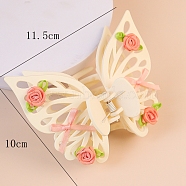 Frosted Claw Hair Clips for Women, Butterfly, Antique White, 115x110mm(PW-WG93C07-02)