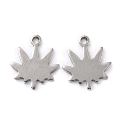 201 Stainless Steel Charms, Maple Leaf, Stainless Steel Color, 11x9.5x0.8mm, Hole: 1mm(STAS-K217-57)