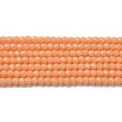 Synthetic Luminous Stone Beads Strands, Faceted, Barrel, Glow in the Dark, Orange, 4x3.5mm, Hole: 0.7mm, about 102pcs/strand, 14.37 inch(36.5cm)(G-C086-01B-11)