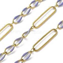 304 Stainless Steel Enamel Figaro Chains, Soldered, with Spool, Ion Plating(IP), Real 18K Gold Plated, Lilac, 20x5x1mm(CHS-U003-02G-15)