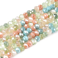 Electroplate Glass Beads Strands, Faceted(32 Faceted), Rondelle, Light Green, 2.5x2mm, Hole: 0.6mm, about 180~186pcs/strand, 13.39~13.78 inch(34~35cm)(X-GLAA-T023-A16-07)