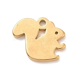 304 Stainless Steel Charms, Squirrel Charms, Golden, 8x9.5x1mm, Hole: 1mm(STAS-G287-03G)