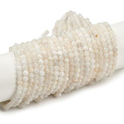 Natural White Moonstone Beads Strands, Round, 4mm, Hole: 1mm, about 90pcs/strand, 15.35 inch(39cm)(G-D294-4mm-02)