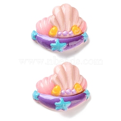 Marine Series Resin Cabochons, Shell Shape, Pink, 23x27x8mm(CRES-Z012-01C)