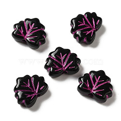 Opaque Acrylic Beads, Leaf, Black, 10x13x4mm, Hole: 1.8mm, about: 1180pcs/500g(OACR-Z005-46)
