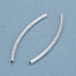 Brass Tube Beads, Long-Lasting Plated, Curved Beads, Tube, 925 Sterling Silver Plated, 29.5x1.5mm, Hole: 0.9mm(KK-Y003-80A-S)