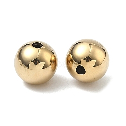304 Stainless Steel Beads, Round, Real 14K Gold Plated, 12mm, Hole: 2.8mm(STAS-A127-03G-01)