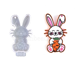 Easter Rabbit Silicone Keychain Pendant Molds, Resin Casting Molds, for UV Resin, Epoxy Resin Craft Making, Carrot, 82x45x6mm, Hole: 3mm(SIL-Z018-06B)