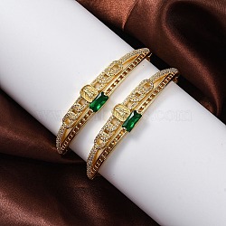 Rack Plating Brass Micro Pave Cubic Zirconia Hinged Bangles, Lead Free & Cadmium Free, King, Real 18K Gold Plated, Inner Diameter: 2-3/8 ~2 inch(6.1~5.05cm)(BJEW-H624-07A-G)