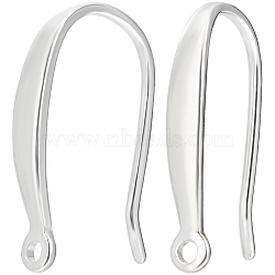 5 Pairs Sterling Silver Earring Hooks, with Vertical Loops, Silver, 14x2.2mm, Hole: 1mm, Pin: 0.7mm(STER-BBC0001-70)
