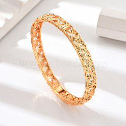 Real 18K Gold Plated Brass Bangles, Flower, Inner Diameter: 2-3/8 inch(6cm)(AJ8200-3)