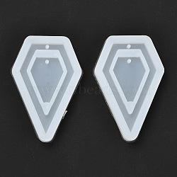 DIY Pendant Silicone Molds, Resin Casting Molds, Clay Craft Mold Tools, Diamond Shape, White, 42x27x5mm, Hole: 1mm, Inner Diameter: 36x22mm and 18x13.5mm, 2pcs/set(DIY-P030-23)