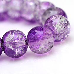 Baking Painted Crackle Glass Bead Strands, Round, Dark Violet, 4mm, Hole: 1.1~1.3mm, about 200pcs/strand, 31.4 inch(X-CCG-S001-4mm-14)