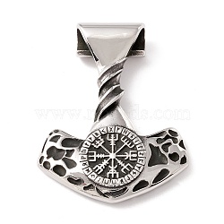 304 Stainless Steel Pendants, Anchor with Word, Antique Silver, 58x44x8mm, Hole: 7mm(STAS-M299-23AS)