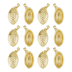 12Pcs Rugby Rack Plating Brass Pendants, Cadmium Free & Lead Free, Long-Lasting Plated, Real 18K Gold Plated, 19.5x11x5mm, Hole: 2x3.5mm(KK-HS0002-05)
