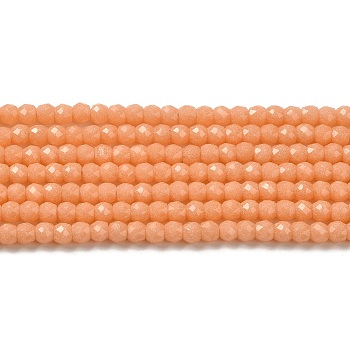 Synthetic Luminous Stone Beads Strands, Faceted, Round, Glow in the Dark, Orange, 4x3.5mm, Hole: 0.7mm, about 102pcs/strand, 14.37 inch(36.5cm)