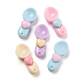 Tableware Opaque Resin Decoden Cabochons, Spoon with Heart, Mixed Color, 15x6.5x5mm