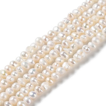 Natural Cultured Freshwater Pearl Beads Strands, Potato, Grade 3A, PapayaWhip, 3~4.5x3~4mm, Hole: 0.5mm, about 101pcs/strand, 13.78 inch(35cm)