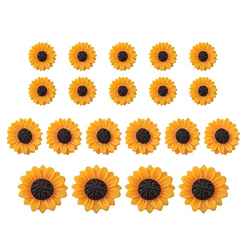 20Pcs 3 Styles Opaque Resin Pendants, Flower Charms, Orange, 16~24x4.5~7mm, Hole: 1~1.2mm