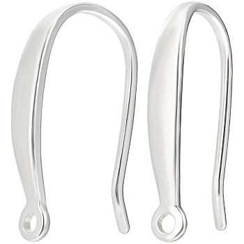 5 Pairs Sterling Silver Earring Hooks, with Vertical Loops, Silver, 14x2.2mm, Hole: 1mm, Pin: 0.7mm