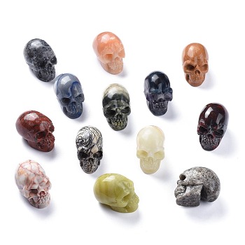 Halloween Natural Gemstone Home Decorations, Skull, 38~38.5x32~32.5x49~50mm