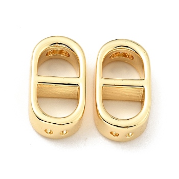 Brass Connector Charms, Cadmium Free & Lead Free, Oval, Real 18K Gold Plated, 18x9.5x5mm, Hole: 1.2mm