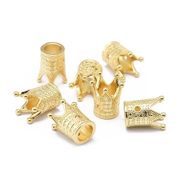 Rack Plating Brass Beads, Long-Lasting Plated, Crown, Golden, 12x10mm, Hole: 1.5mm