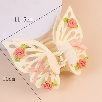 Frosted Claw Hair Clips for Women, Butterfly, Antique White, 115x110mm