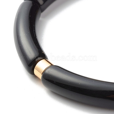 Curved Tube Acrylic Beads Stretch Bracelet for Girl Women(BJEW-JB06945-02)-4
