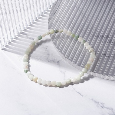 Bracelet extensible de perles de pépite à facettes en jade myanmar naturel / jade birman(BJEW-JB07217-01)-2